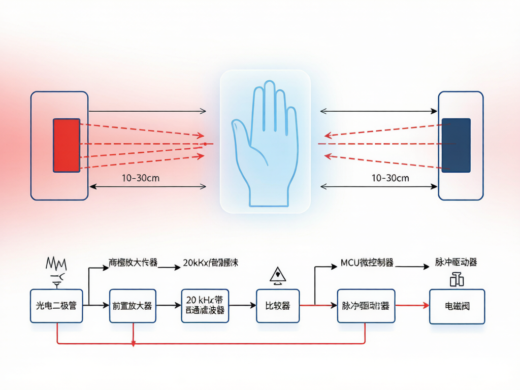 红外感应工作原理示意图